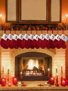 1 Stück Weihnachtsstrumpf, roter gestrickter Weihnachtsstrumpf, Mini-Monogramm-Weihnachtsstrumpf, 7 Zoll Initialen-Weihnachtsstrumpf, Mini-roter Weihnachtsstrumpf, bestickter Buchstabe A-Z Weihnachts-Strumpf, flauschiger Weihnachtsstrumpf Weihnachtsdekoration für Zuhause, Halloween, Halloweendekoration