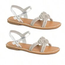 MIA-15 Womens Sandals Rhinestone Embellished Ankle Strap Slip On Open Toe - Silver - View 1