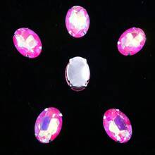 椭圆形、银色、金色金属爪基、彩虹色、果冻糖 AB、蛋白石色花式椭圆闪亮手工缝纫水晶玻璃手工缝制水钻装饰珠平背有孔宝石 DIY 配件缝制石头水钻用于装饰衣服、连衣裙、包、鞋子、胸针、耳环、手工艺品 DIY。 - 七彩 多色 - 查看 86