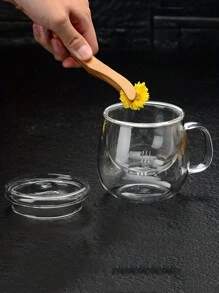 1 chiếc cốc thủy tinh 380ml/12,85oz có bộ lọc trà và nắp, cốc trà Borosilicate có bộ lọc cho chanh, nước, trà, cà phê, nước ép, thích hợp cho mùa hè và mùa đông, cho hoạt động ngoài trời, cắm trại - trong suốt - Xem 8