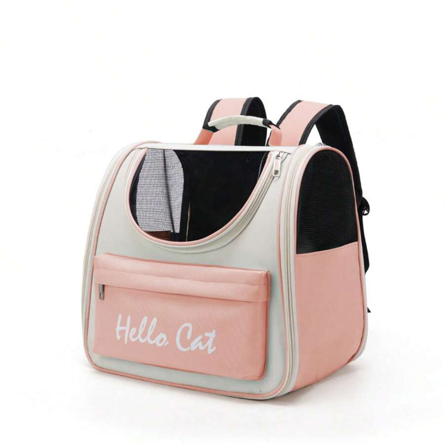 Backpack Bag Transport Cat Pet Animals Panoramic View Tour Travel Air Ventilation Pockets024-178 - Hồng - Xem 1