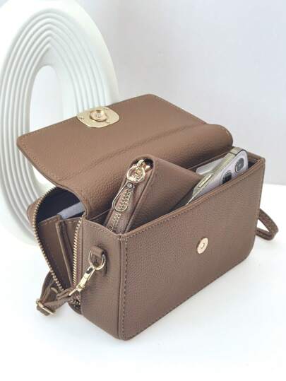 MINGYOU Nouveau mini sac messager à la mode, broderie douce à double fermeture éclair, grande capacité, sac de téléphone portable multifonction. Sac messager mignon et raffiné pour jeunes femmes et étudiantes. Convient pour les sorties, les cadeaux. Porte-monnaie, sac de téléphone portable pour femmes