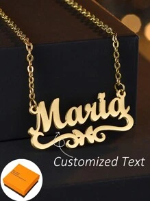 1PC 简约不锈钢 DIY 字母项链创意蝴蝶名字吊坠锁骨链可定制名字简约日常风格钥匙扣产品包括礼盒情人节礼物生日礼物母亲节礼物日常礼物 - 彩色 - 查看 1