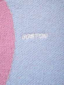 Áo len dệt kim họa tiết hỗn hợp nhiều màu phong cách cổ điển rộng rãi cho nam, cổ cao, vai trễ, khóa kéo, tay dài, mùa thu/đông - Hồng - Xem 3