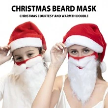 Christmas Decoration Christmas Santa Beard Mask, Funny White Beard Mask, Holiday Decoration Mask