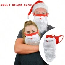 Christmas Decoration Christmas Santa Beard Mask, Funny White Beard Mask, Holiday Decoration Mask