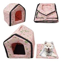 猫空调屋，狗窝，带拉链的宠物猫床，防水可拆卸户外宠物床