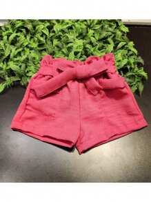 Clochard Shorts Children's Linen Shorts For Girls (Sh035) - 玫紅色 - 查看 1