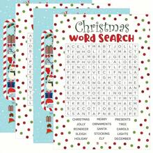 30pcs Adult Christmas Party Game Set - Double-Sided Word Search And Picture Finding Activity,Christmas - Multicolor - View 1