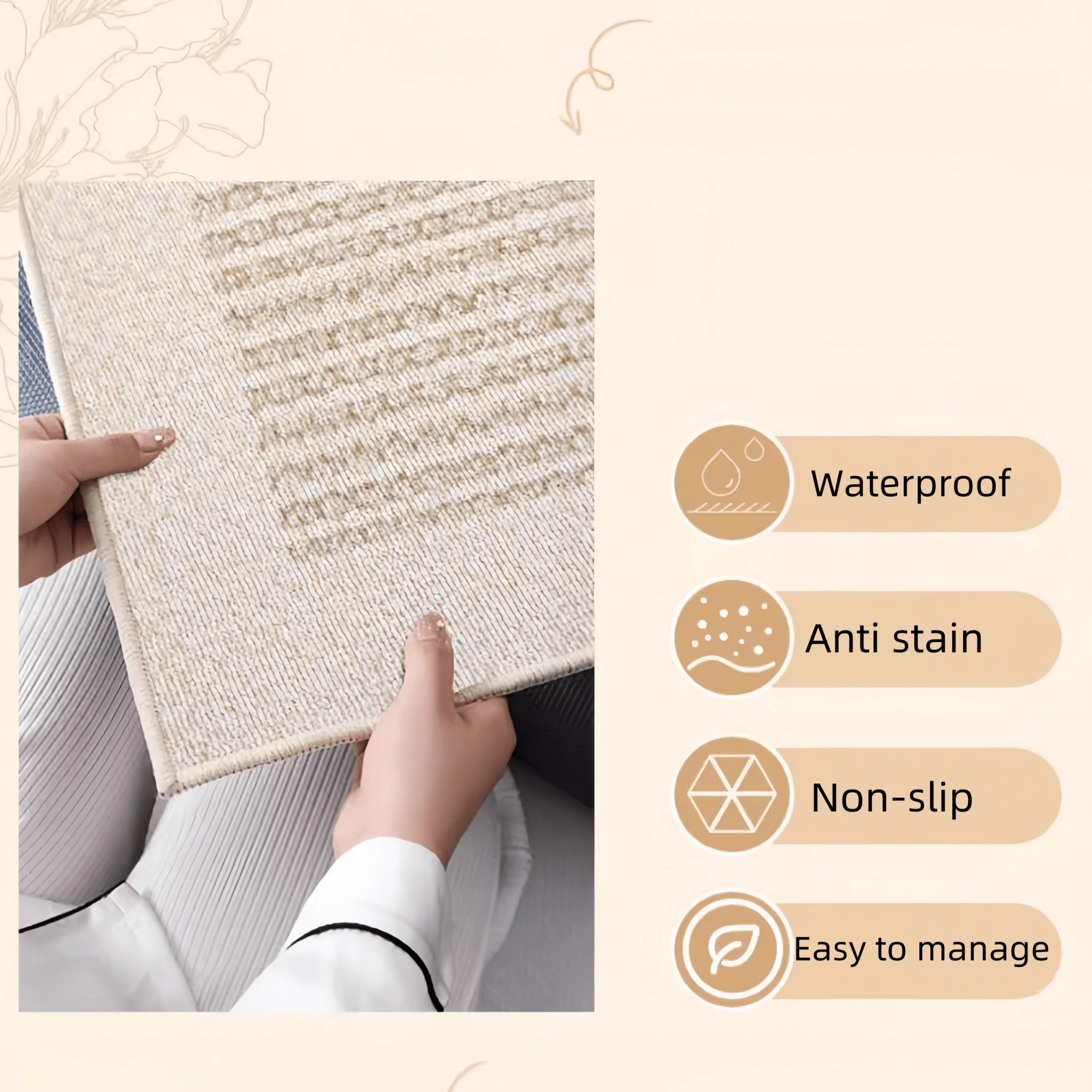 Thick Crystal Velvet Material Indoor Large Area Rug, Living Room Carpet