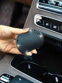 2pcs Set Black Diamond Studded Car Cup Holder Anti-Slip Coaster - Black Diamond Coaster - View 3