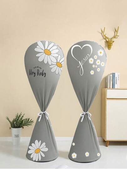 Universal Full Coverage Floor Standing Electric Fan Dust Cover, Anti-Dust Protective Cover With Storage, Grey,Bag,Organizer,Storage