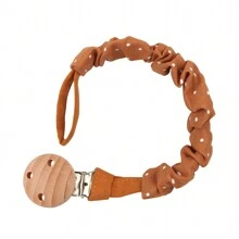 1pc Infant Fashion Printed Grid, Polka Dot & Striped Pacifier Clip & Wooden Pacifier Clip, Daily Use - Multicolor - View 29