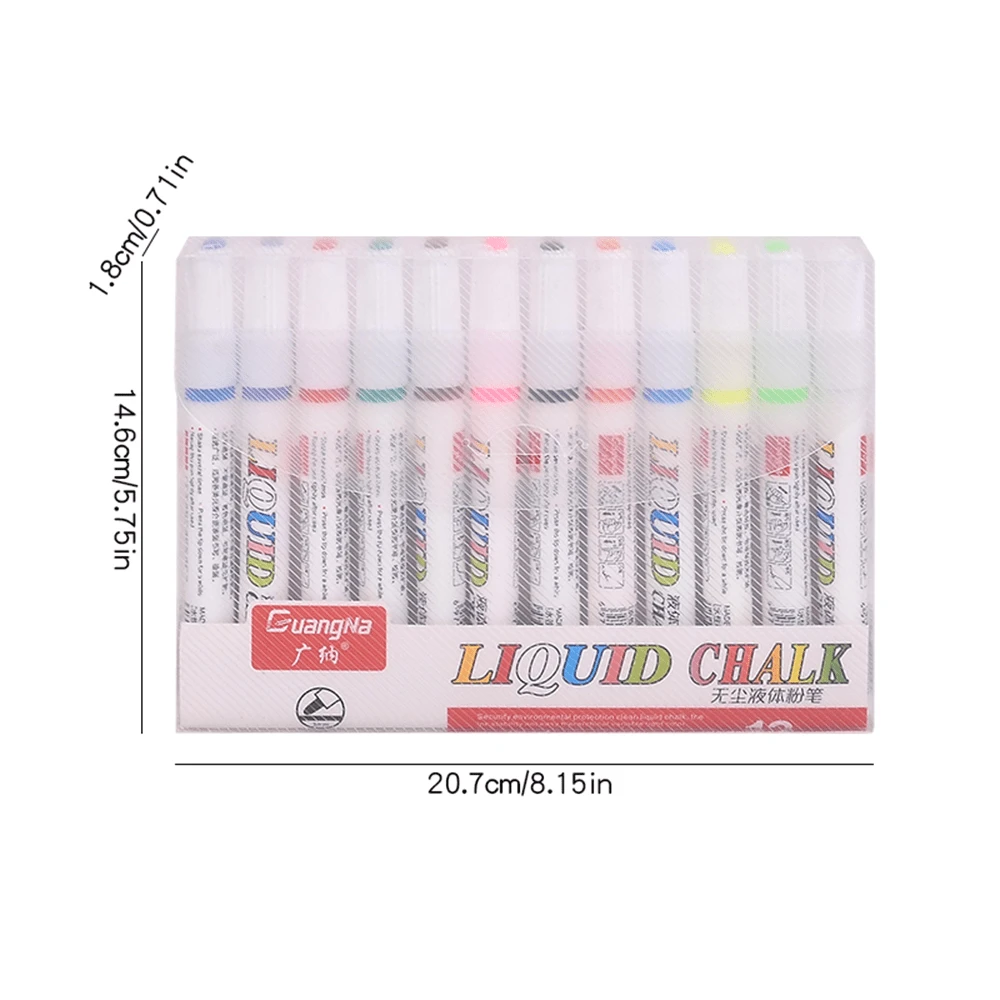 12 Colors Of Dry Erase Markers For Chalkboards, DustFree Erasable