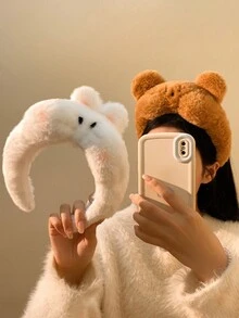 1pc Cute Plush Bear & Rabbit Earband, Sweet For Women, Ideal For Face Mask Wearing In Autumn/Winter
