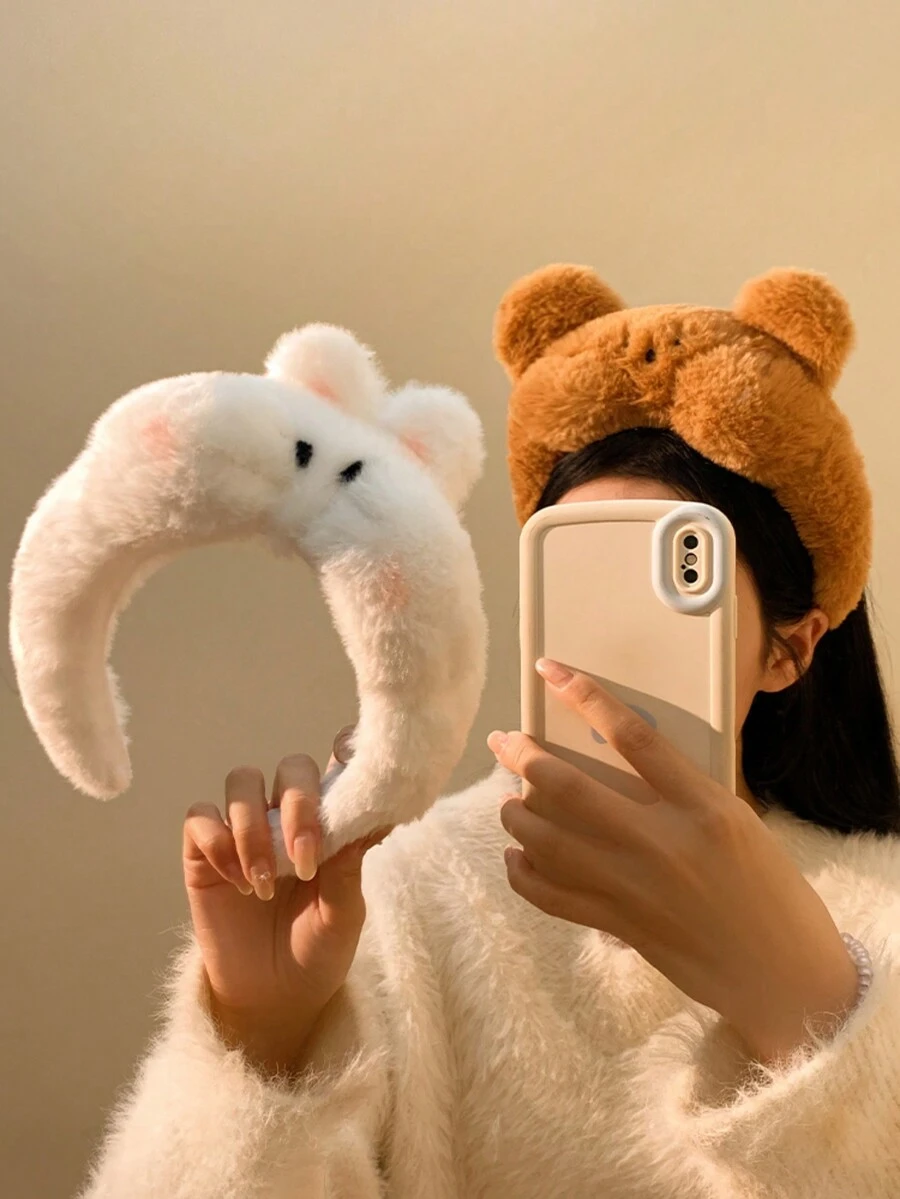 1pc Cute Plush Bear & Rabbit Earband, Sweet For Women, Ideal For Face Mask Wearing In Autumn/Winter