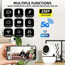 1 个 2MP 高清智能安全摄像头，USB 供电，支持 2.4G+5G 双频 WiFi，用于室内/室外家庭安全，自动运动检测和跟踪，彩色夜视，双向音频，高安全性，云存储和 SD 卡支持（不包括 SD 卡，需要单独购买），适用于家庭、办公室、老人、儿童、宠物监控 - 彩色 - 查看 16