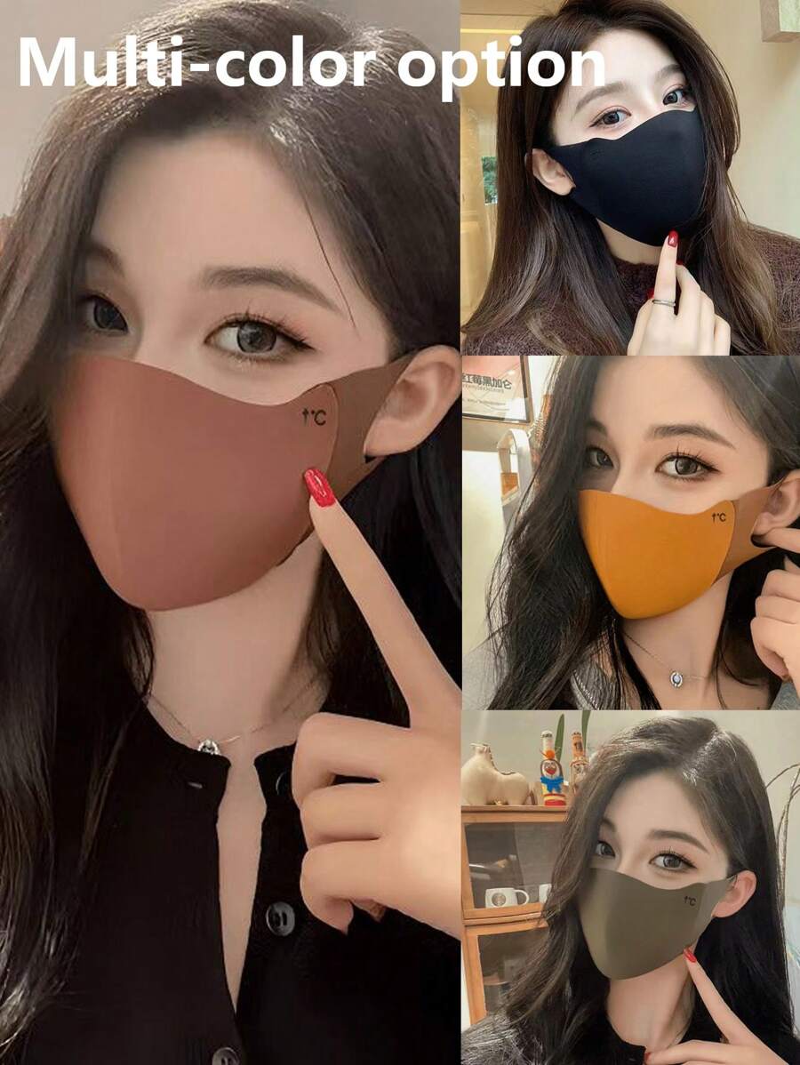 1 件冬季加厚 3D 立体面罩，时尚优质防风防尘可重复使用面罩，适合户外、旅行、面部塑形，厚冬季版