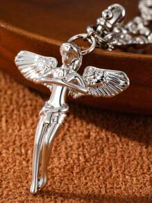 "A European And American Fashion High-Grade Copper Material Electroplated  Angel Couple Gift Necklace." - Gold - View 14