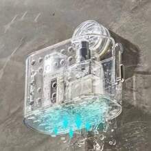 Caja de almacenamiento de toallas faciales de residuos con ventosa, estante montado en la pared para lavabo, estante de almacenamiento de toallas faciales, cesta colgante para el baño - Multicolor - Ver 12