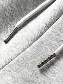 男士纯色保暖内衬抽绳裤，适合秋冬穿着 - 淺灰色 - 查看 3