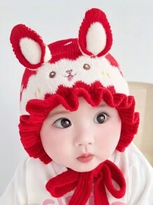 1 chiếc mũ bảo vệ tai cho bé, dễ thương & đáng yêu, phong cách mùa đông mới, phù hợp cho trẻ sơ sinh trai và gái, mũ đan - 1PC - Xem 13