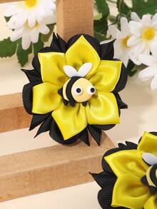 2 件小蜜蜂发夹，适合幼儿女孩，花形发夹，可爱小蜜蜂配饰，鳄鱼夹，儿童青少年发饰，适合日常生活、节日 - 彩色 - 查看 3