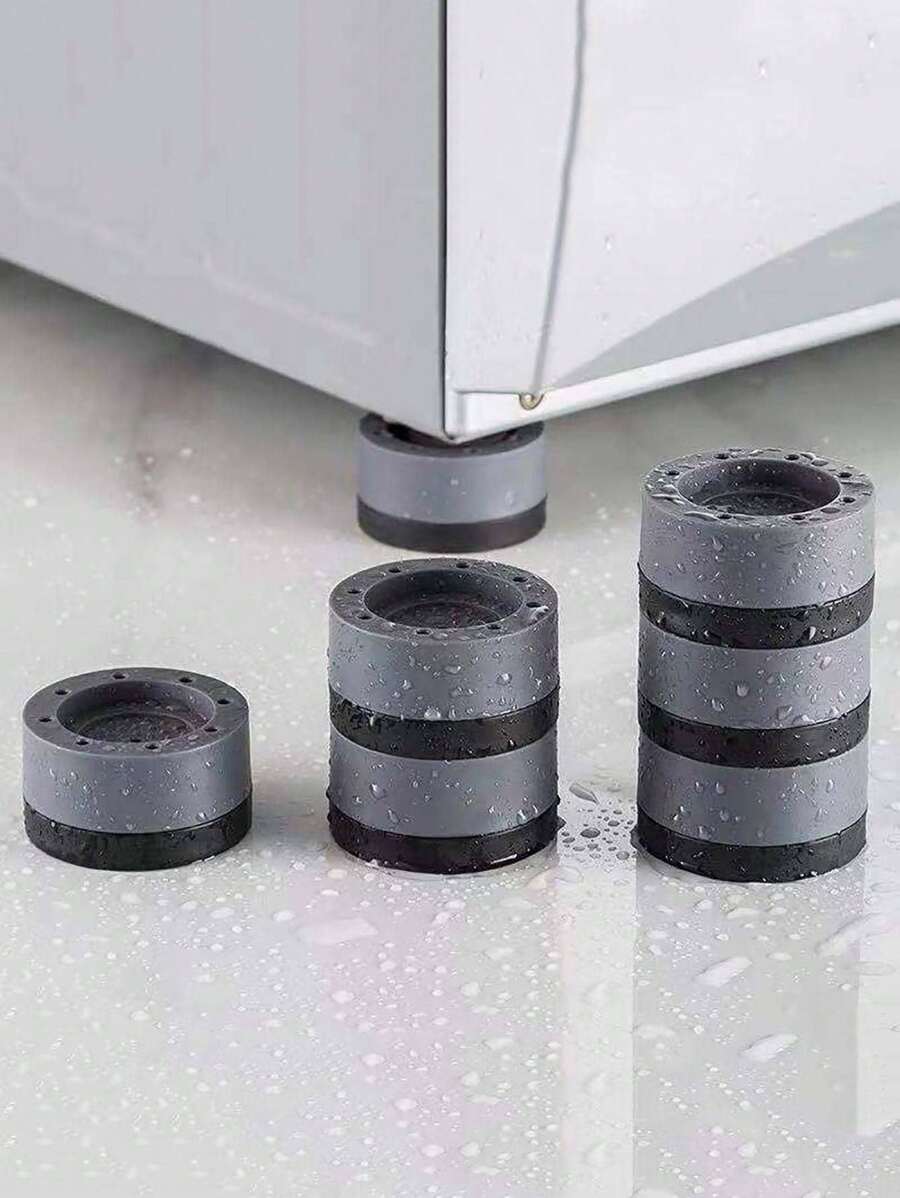4 piezas de almohadillas antideslizantes y silenciosas para pies de lavadora con amortiguación de golpes - Gris - Ver 1