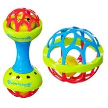 Juego de sonajeros para bebés recién nacidos, surtido de juguetes sonajeros de plástico (para 0-3 años, diseño aleatorio de doble cabeza) - Multicolor - Ver 4