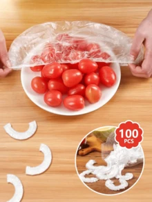 400pcs Disposable Plastic Wrap Sets And Disposable Shower Cap Sets Household Fresh-Keeping Bowl Cover PE Plastic Wrap - Default - View 11