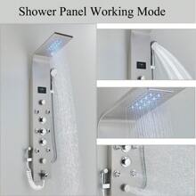 Modern LED Stainless Steel Shower Panel Tower Rain Waterfall Massage Jets System - Brushed Nickel - View 3