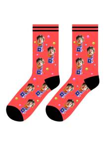 1 Pair Of Customized Face Children's Mid Tube Socks, Put Any Face On Socks,Clown Boy And Girl, Personalized Socks For With Photos, Interesting Customized Picture Pairs With Medium To Long Socks, Suitable For Valentine's Day, Birthdays, Gift Giving - Multicolor - View 5