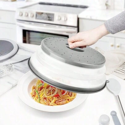 1pc Collapsible Microwave Lid, Vented Folding Microwave Plate Cover, Microwave Splatter Cover, Vegetable Fruit Cleaning Basket, Multi-Function Kitchen Tool,Kitchen,Summer Beach Party,Food,Camping,Organizer,Room Decor,Kitchen Items.