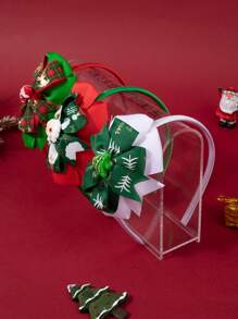 3 件装女童圣诞蝴蝶结发带，布艺圣诞树圣诞老人配饰头带，适合幼儿，时尚儿童发饰派对礼物 - 彩色 - 查看 12