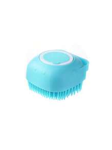 1 pieza Cepillo de baño y champú de verano para mascotas, cepillo de goma de silicona para masaje con compartimento para champú para herramientas de aseo de perros y gatos; Accesorios para perros y gatos; Playa; Sol; Viaje; Fresco;