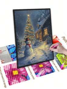 Tranh khảm kim cương 5D DIY - Phong cảnh Giáng sinh tuyệt đẹp, Bộ nghệ thuật kim cương, Trang trí tường bằng tranh khảm - Nhiều màu - Xem 4