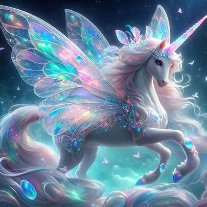 1pc Beautiful Winged Unicorn 5D Diamond Painting Kit - Anime Theme Diamond Art, DIY Diamond Painting Cross Stitch Mosaic, Suitable For Friendship Birthday Gift, Unframed Wall Decor For Living Room, Bedroom, Office, Surprise Art Gift