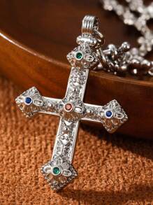 KOUYAN Un collar largo en forma de cruz para mujer de estilo europeo y americano, de lujo ligero, adecuado para festivales, cumpleaños, regalos de parejas, banquetes de bodas y collares decorativos. - oro - Ver 16