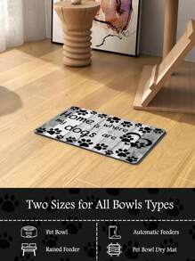 1 Piece Of Gray Wooden Board Pattern Letter Pet Feeding Mat, Non Slip Rubber Bottom, Absorbent Quick Drying Household Cat And Dog Meal Mat - Multicolor - View 3
