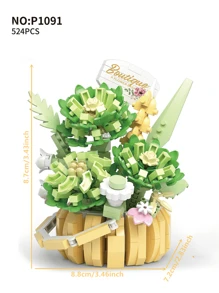 1pc DIY Creative Assembled Brick Bouquet With Preserved Flowers Including Rose, Sunflower, Violet, Tulip, Carnation, Chrysanthemum & Hibiscus, Romantic Brick Floral Potted Plant Decor, Gift For Birthday, Christmas,Flower Brick,Build Blocks,Building Blocks Christmas,Building Blocks,Bricks,Blocks,Building Bricks Flowers,Micro Building Blocks,Bricks Blocks - Multicolor - View 17