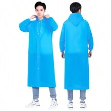 1 件连帽雨衣，男女通用成人防水加厚 EVA 雨披，可重复使用单排扣雨衣，适合徒步旅行、旅游、钓鱼、登山等户外活动