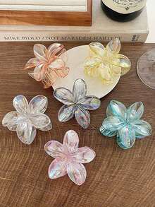 6 件装纯色波西米亚风格 ABS 发夹，激光彩色雏菊花卉夏季 - 彩色 - 查看 2