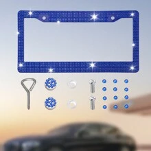 1 件 Bling Bling 塑料汽车牌照框，带手工水晶钻，多色、防锈、耐用，带配件可作为圣诞礼物 - 彩色 - 查看 8