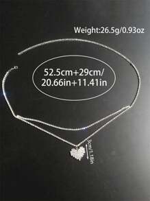 1pc Sexy Multilayer Rhinestone Heart Decor Waist Chain, Fashion Nightclub Party Body Jewelry Accessory
