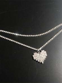 1pc Sexy Multilayer Rhinestone Heart Decor Waist Chain, Fashion Nightclub Party Body Jewelry Accessory
