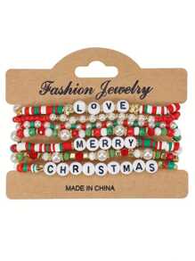 圣诞手链 米珠 聚合物粘土 多层串珠手链 女士 - 彩色 - 查看 9