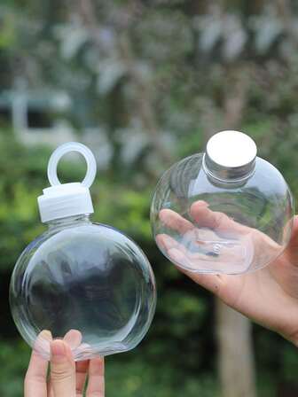 1pc Clear Flat Round Bottle, 500ml Cold Drink Milk Tea Coffee Juice Drink Bottle, Suitable For Small Bottles For Festivals, Parties, Outdoor Gatherings