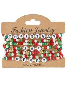 圣诞手链 米珠 聚合物粘土 多层串珠手链 女士 - 彩色 - 查看 10