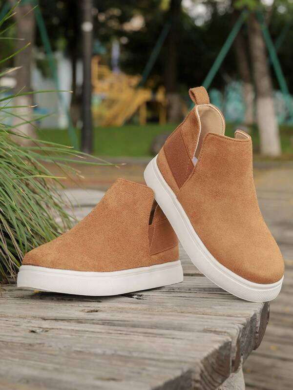 Kids Simple Suede Non-Slip Mid-Top Fashion Casual Sneakers