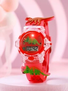 1 buah/Set Jam Tangan Elektronik dengan Tali Silikon Warna Makaron Motif Dinosaurus 3D Lucu, Cocok Sebagai Hadiah Ulang Tahun, Hadiah Halloween - MultiWarna - View 9
